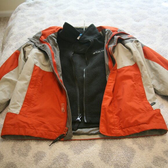 Columbia Interchange Youth Layered Jacket, Size 8, Orange/Tan/Gray - Picture 2 of 4